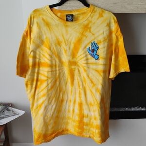 Yellow Tie-Dye Santa Cruz 100% Cotton Graphic Tee Men's Size 2XL